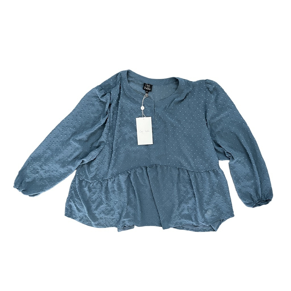 Oak and Pearl Blue Blouse Top Women's Size 4X